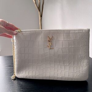 *EUC* YSL Croc Embossed Leather Clutch